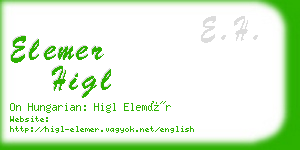 elemer higl business card